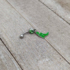 Green Gem Glow in Dark Leprechaun Boot St Patricks Dangle Belly Ring