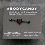 14G Red CZ Gem Black Passion Heart Industrial Barbell 38mm