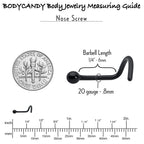20G 1/4 Black ASTM F-136 Implant Grade Titanium Ball End Left Side Nose Screw