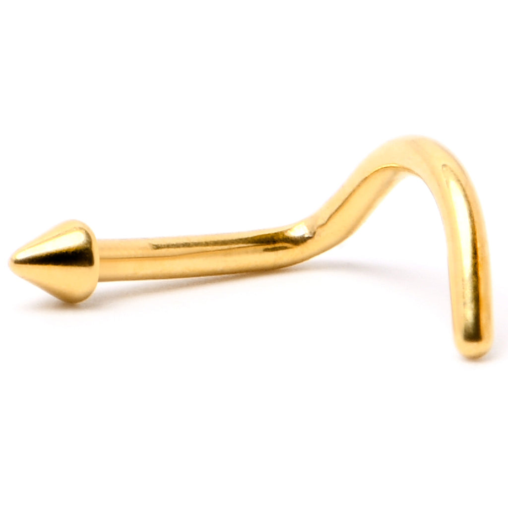 18G 1/4 Gold Hue ASTM F-136 Implant Grade Titanium Cone End Left Side Nose Screw