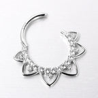 16G 3/8 Clear CZ Gem 14k White Gold Filigree Hinged Segment Ring