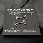 14G 9/16 Clear Black CZ Gem Sexy Snakes Barbell Nipple Ring Set