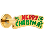 16G 5/16 Gold Tone Merry Christmas Inlaid Labret Monroe Tragus
