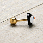 16G 1/4 Gold Tone Round Penguin Face Holiday Cartilage Earring