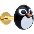 16G 5/16 Gold Hue Round Penguin Face Holiday Labret Monroe Tragus