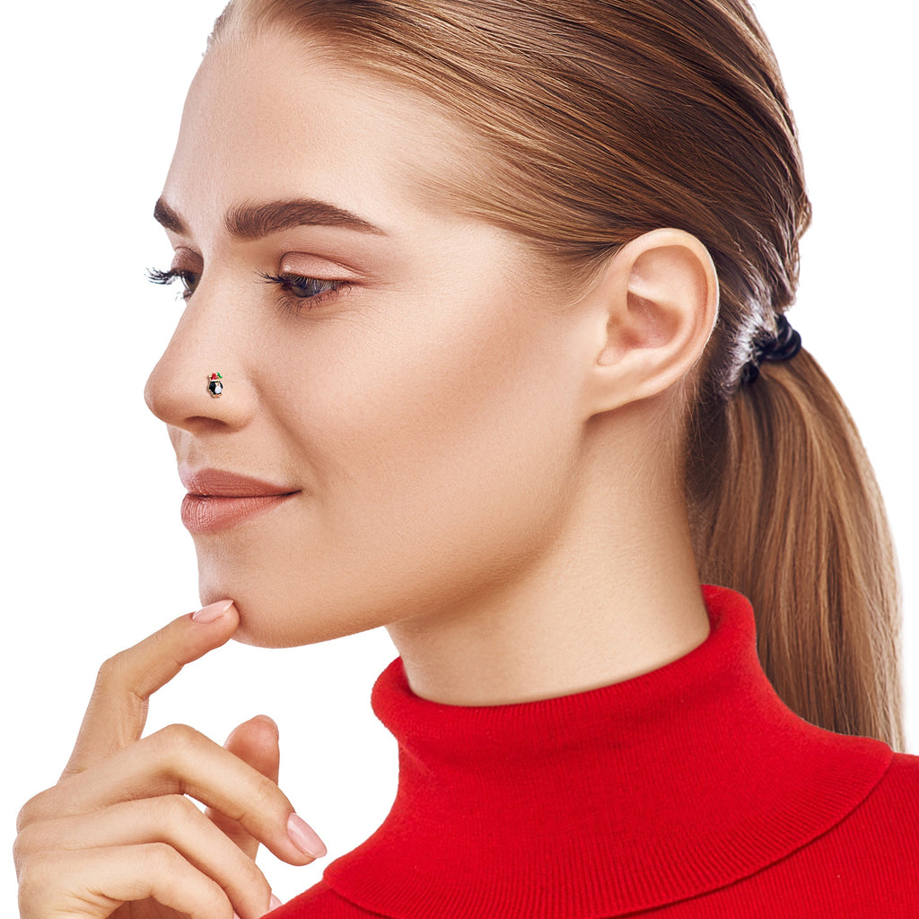 20G 7mm Holly Hat Penguin Holiday L Shape Nose Ring