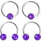 16G 3/8 Purple Faux Opal Horseshoe BCR Captive Ring Set of 4