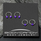 16G 3/8 Purple Faux Opal Horseshoe BCR Captive Ring Set of 4