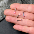 16G 5/16 3/8 Pink Gem Faux Opal Labret Monroe Tragus Set of 4