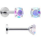 16G 5/16 3/8 Aurora Gem Green Faux Opal Labret Monroe Set of 4