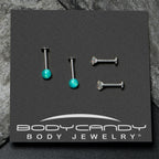 16G 5/16 3/8 Aurora Gem Green Faux Opal Labret Monroe Set of 4