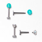 16G 5/16 3/8 Aurora Gem Green Faux Opal Labret Monroe Set of 4