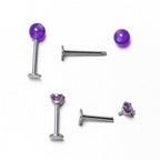16G 5/16 3/8 Purple Gem Faux Opal Labret Monroe Tragus Set of 4