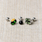 16G 1/4 Green Gem  Shamrock Pot of Gold Cartilage Earring Curation Set of 3
