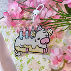 Icing the Birthday Cow! ~ Glitter Acrylic Keychain Charm