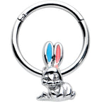 16G 3/8 Easter Bunny Red Blue Ears Hinged Segment Ring