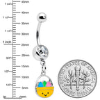 Clear Gem Celebration Easter Basket Dangle Belly Ring