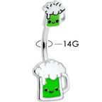Sweet Happy Green Beer St Patricks Day Double Mount Belly Ring