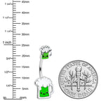 Sweet Happy Green Beer St Patricks Day Double Mount Belly Ring