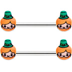 14G 9/16 Sweet Happy Leprechaun St Patricks Day Nipple Ring Set