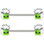 14G 9/16 Sweet Happy Green Beer St Patricks Day Nipple Ring Set