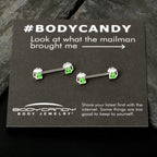 14G 9/16 Sweet Happy Green Beer St Patricks Day Nipple Ring Set