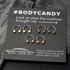 16G 3/8 Matte Brown Peach Cream Horseshoe Circular Barbell Set of 6