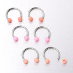 16G 3/8 Matte Pinks Peach Horseshoe Circular Barbell Set of 6