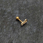 16G 1/4 Clear Gem Gold Tone Luscious Lizard Cartilage Earring
