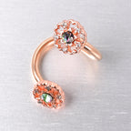 Vitrail Gem Rose Gold Tone Flower Spiral Twister Belly Ring
