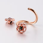 Vitrail Gem Rose Gold Tone Flower Spiral Twister Belly Ring