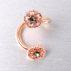 Vitrail Gem Rose Gold Tone Flower Spiral Twister Belly Ring