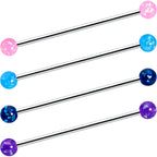 14G Pink Blue Purple Faux Opal Pack Industrial Barbell Set of 4