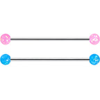 14G Pink Blue Purple Faux Opal Pack Industrial Barbell Set of 4