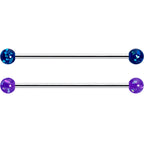 14G Pink Blue Purple Faux Opal Pack Industrial Barbell Set of 4