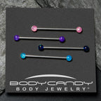 14G Pink Blue Purple Faux Opal Pack Industrial Barbell Set of 4