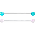 14G Green Aurora Black Faux Opal Pack Industrial Barbell Set of 4