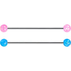 14G Pink White Purple Faux Opal Pack Industrial Barbell Set of 4