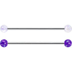 14G Pink White Purple Faux Opal Pack Industrial Barbell Set of 4