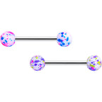 Green Blue Pink Splatter Barbell Tongue Ring Set of 4