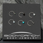20G 5/16 Nose Hoop Gem Faux Opal Pack Dynasty Nose Ring Set of 6