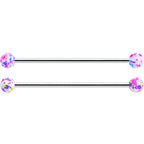 14G Splatter Pink White Purple Industrial Barbell 38mm Set of 4