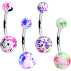Splatter Pink Blue Purple Green Belly Ring Set of 4