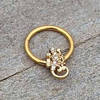 16G 3/8 Clear Gem Gold Tone Luscious Lizard Hinged Segment Ring