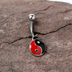 Clear Gem Ladybug Yin Yang Belly Ring