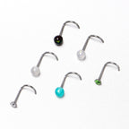 20G Nose Screw Gem Faux Opal Pack Dynasty Nose Ring Set of 6