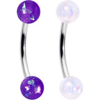 16G 3/8 Pink White Purple Faux Opal PackCurved Eyebrow Ring Set of 4