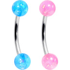 16G 3/8 Pink White Purple Faux Opal PackCurved Eyebrow Ring Set of 4