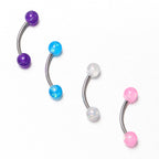 16G 3/8 Pink White Purple Faux Opal PackCurved Eyebrow Ring Set of 4