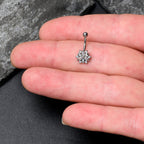 16G 5/16 Aurora CZ Gem Snowflake Style Curved Eyebrow Ring